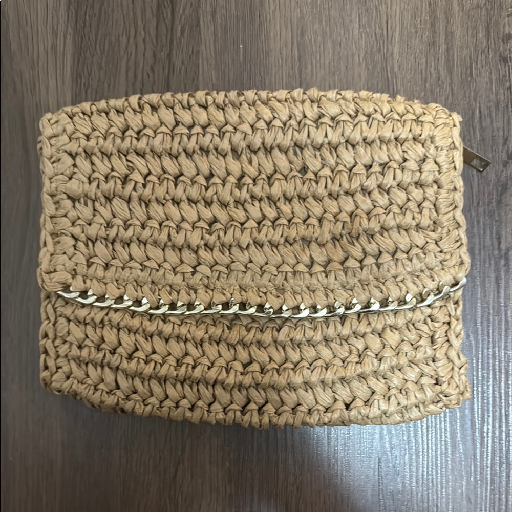 Woven Tan Clutch Bag
